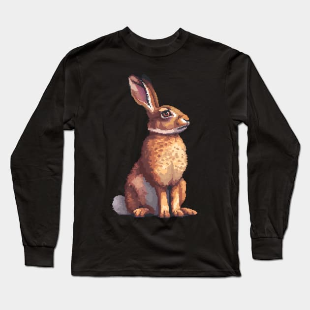 Hare in Pixel Form Long Sleeve T-Shirt by Animal Sphere